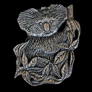 Vintage 1990s Sterling Silver Koala Brooch by Hand & Hammer, Australia